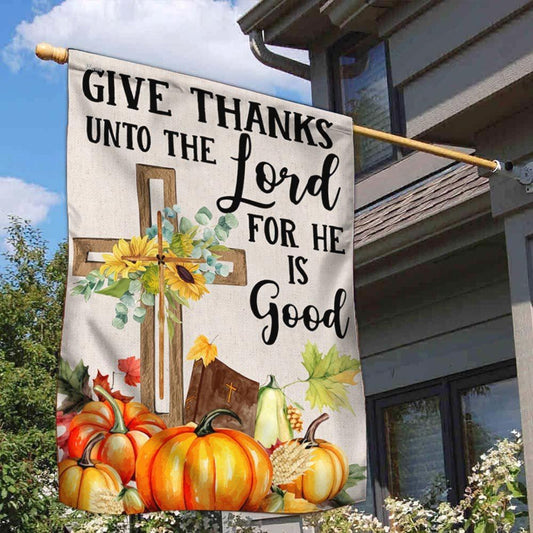 Christian Flag, Fall Cross Sunflowers Pumpkins Give Thanks Unto The Lord For He Is Good Flag, The Christian Flag, Jesus Christ Flag
