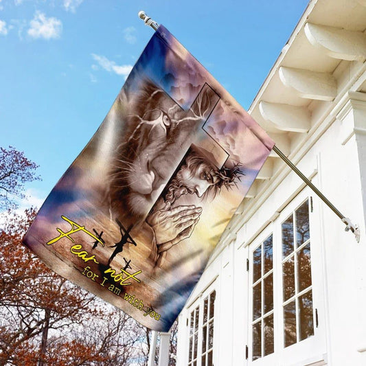 Christian Flag, Fear Not For I Am With You Jesus Christian Lion Flag, Outdoor Christian House Flag, The Christian Flag, Jesus Christ Flag
