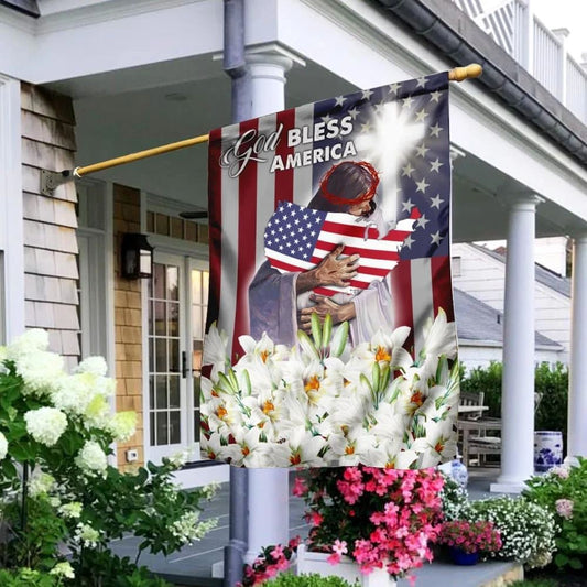 Christian Flag, God Bless America Jesus And The Lilies Flag, Outdoor Christian House Flag, The Christian Flag, Jesus Christ Flag