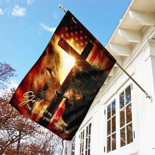 Christian Flag, God Is With Me Jesus Is Near American House Flags, The Christian Flag, Jesus Christ Flag
