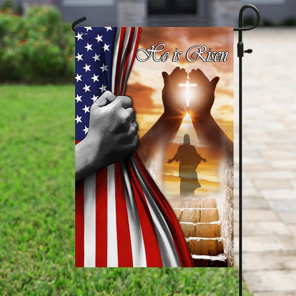 Christian Flag, He Is Risen Jesus American US Flag, Outdoor Christian House Flag, The Christian Flag, Jesus Christ Flag
