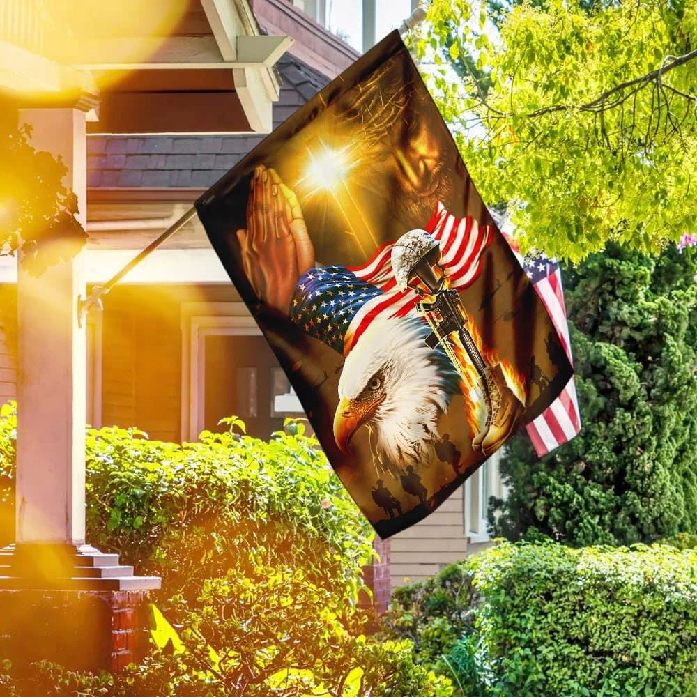 Christian Flag, Home Of The Free Because Of The Brave Jesus Patriotism Flag, Outdoor Christian House Flag, The Christian Flag, Jesus Christ Flag