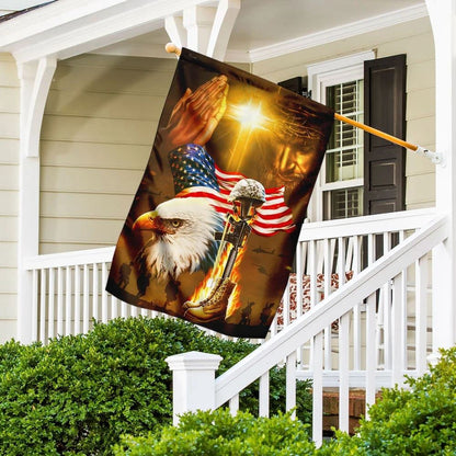 Christian Flag, Home Of The Free Because Of The Brave Jesus Patriotism Flag, Outdoor Christian House Flag, The Christian Flag, Jesus Christ Flag