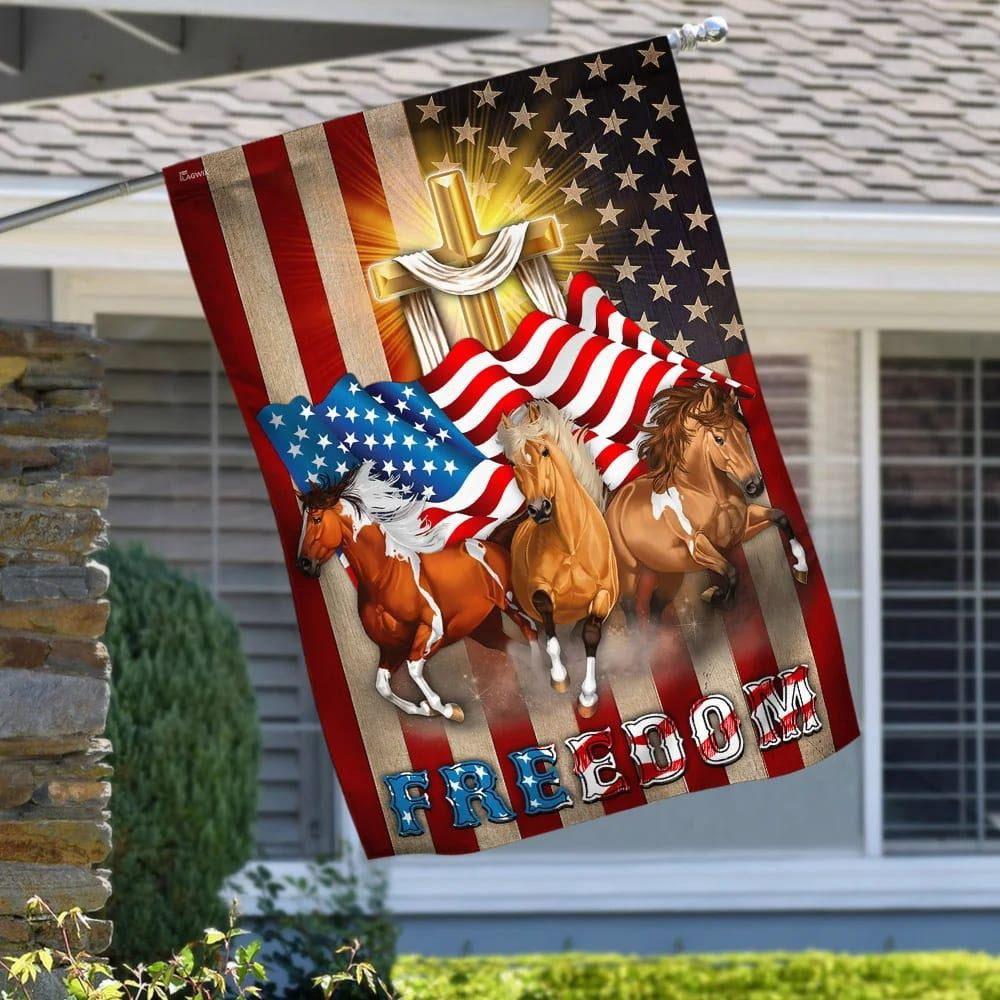 Christian Flag, Horses Christian Cross American Flag, Outdoor Christian House Flag, The Christian Flag, Jesus Christ Flag