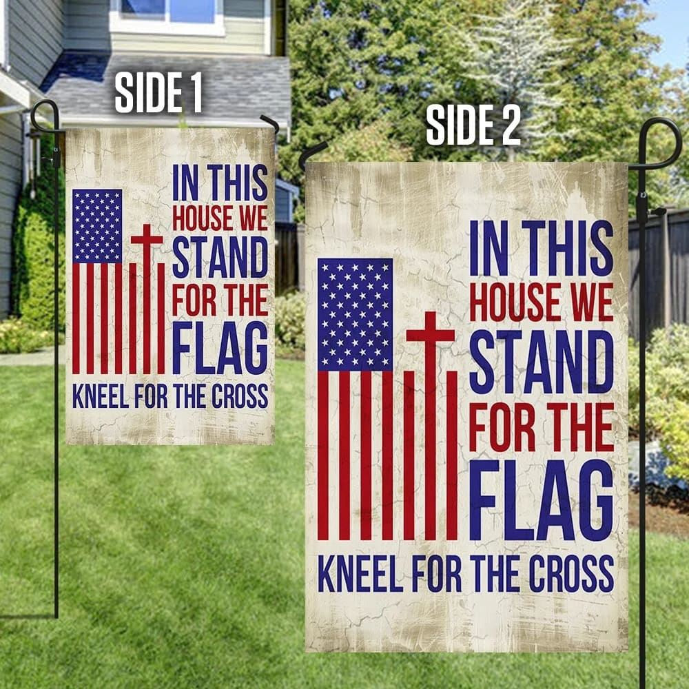 Christian Flag, In This House We Kneel For The Cross Flag, Outdoor Christian House Flag, The Christian Flag, Jesus Christ Flag