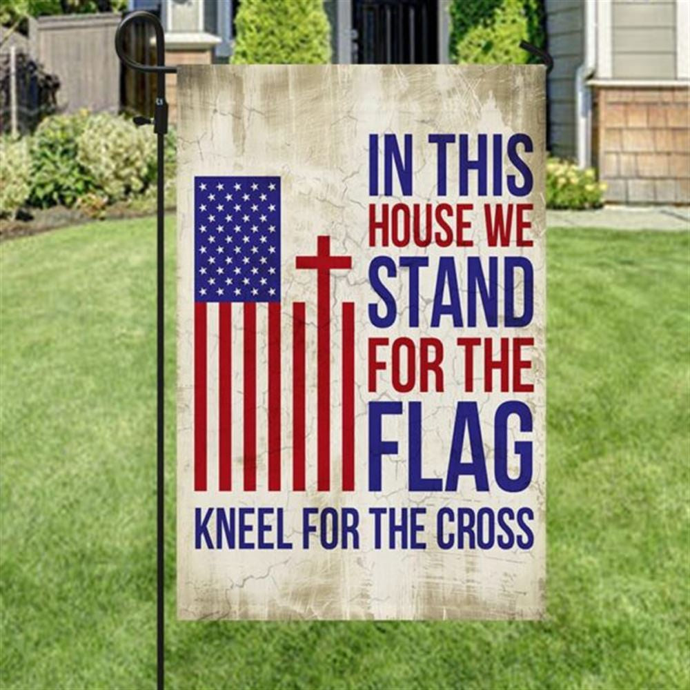 Christian Flag, In This House We Kneel For The Cross Flag, Outdoor Christian House Flag, The Christian Flag, Jesus Christ Flag