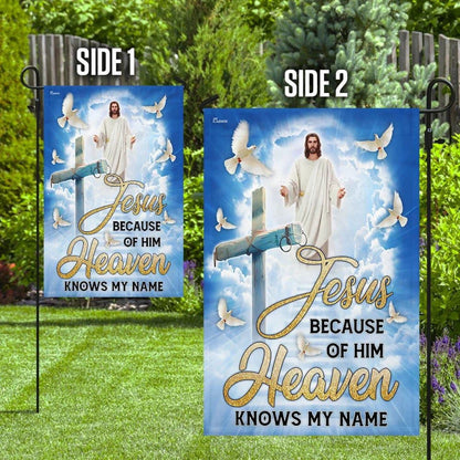 Christian Flag, Jesus Because Of Him Heaven Knows My Name Flag, Outdoor Christian House Flag, The Christian Flag, Jesus Christ Flag