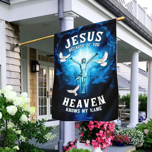 Christian Flag, Jesus Because Of You Heaven Knows My Name Flag, Outdoor Christian House Flag, The Christian Flag, Jesus Christ Flag
