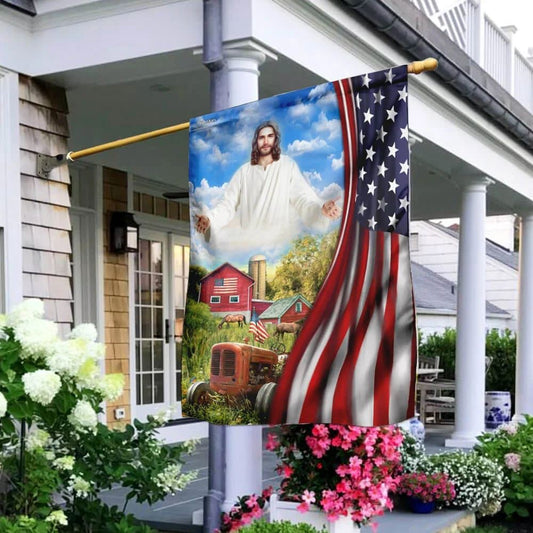 Christian Flag, Jesus Christian Farm House American US Flag, Outdoor Christian House Flag, The Christian Flag, Jesus Christ Flag