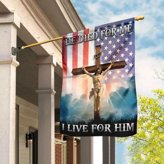 Christian Flag, Jesus Christian He Died For Me I Live For Him House Flags, The Christian Flag, Jesus Christ Flag