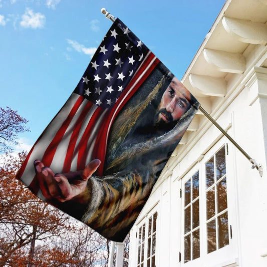 Christian Flag, Jesus Take My Hand American US House Flag, Jesus Christ Flag