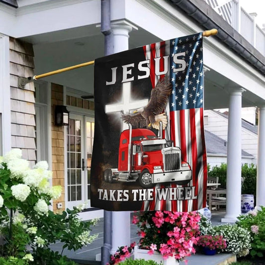 Christian Flag, Jesus Takes The Wheel Truck American House Flag, Jesus Christ Flag