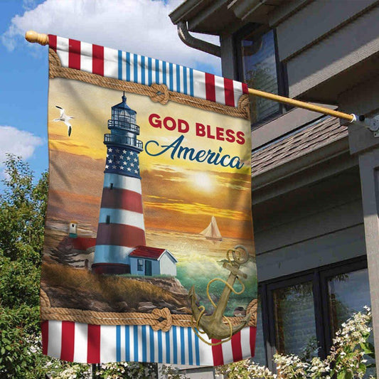 Christian Flag, Lighthouse God Bless America Flag, Religious House Flags, Jesus Christ Flag