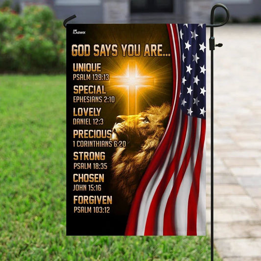 Christian Flag, Lion Christian God Says You Are American US House Flags, Jesus Christ Flag
