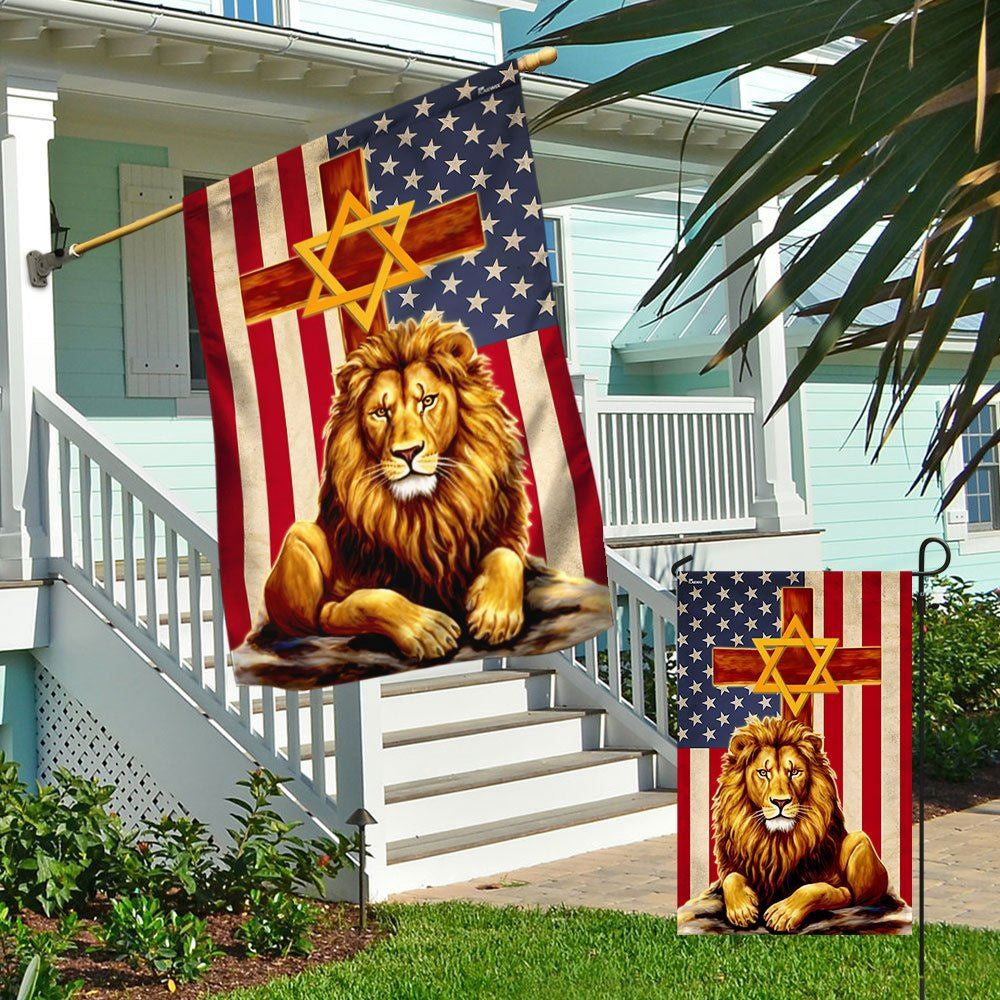 Christian Flag, Lion Of Judah Cross Star Of David American Flag, Outdoor House Flags, Jesus Christ Flag