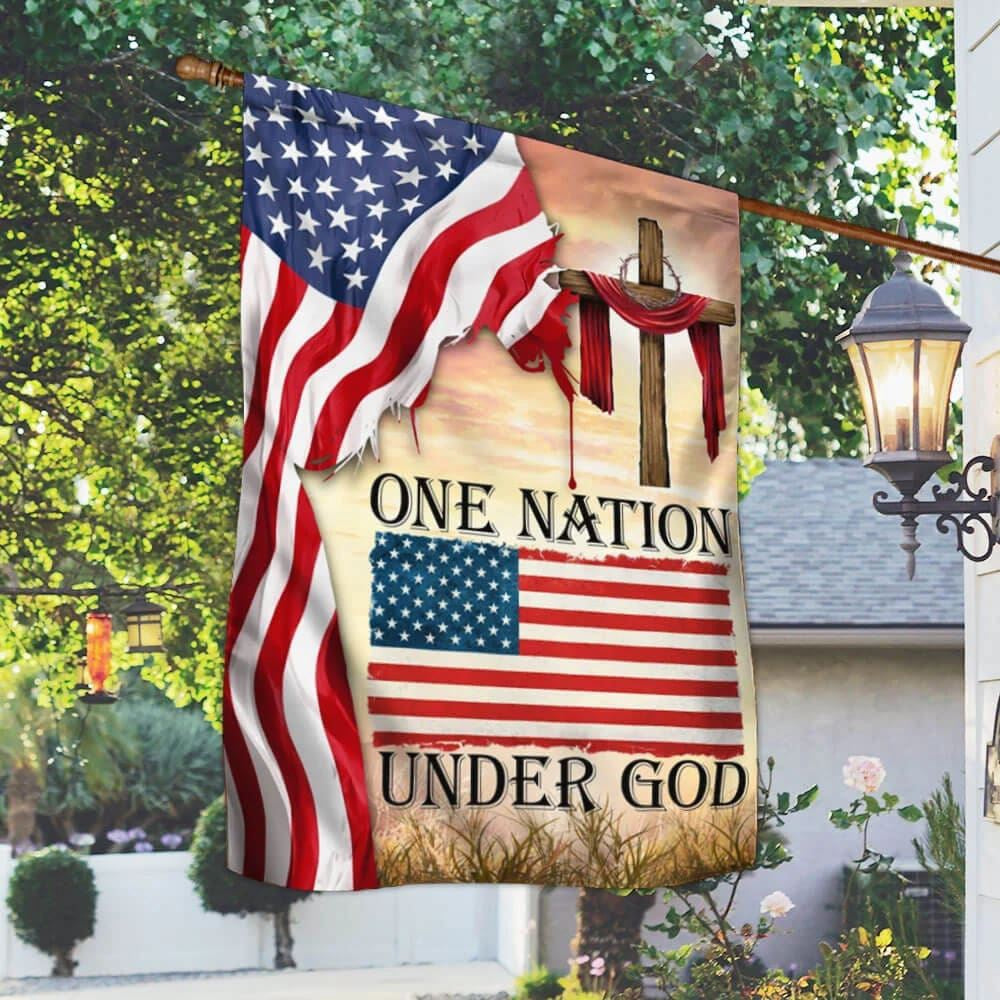 Christian Flag, One Nation Under God Christian Cross American House Flag, Outdoor Religious Flags, Jesus Christ Flag