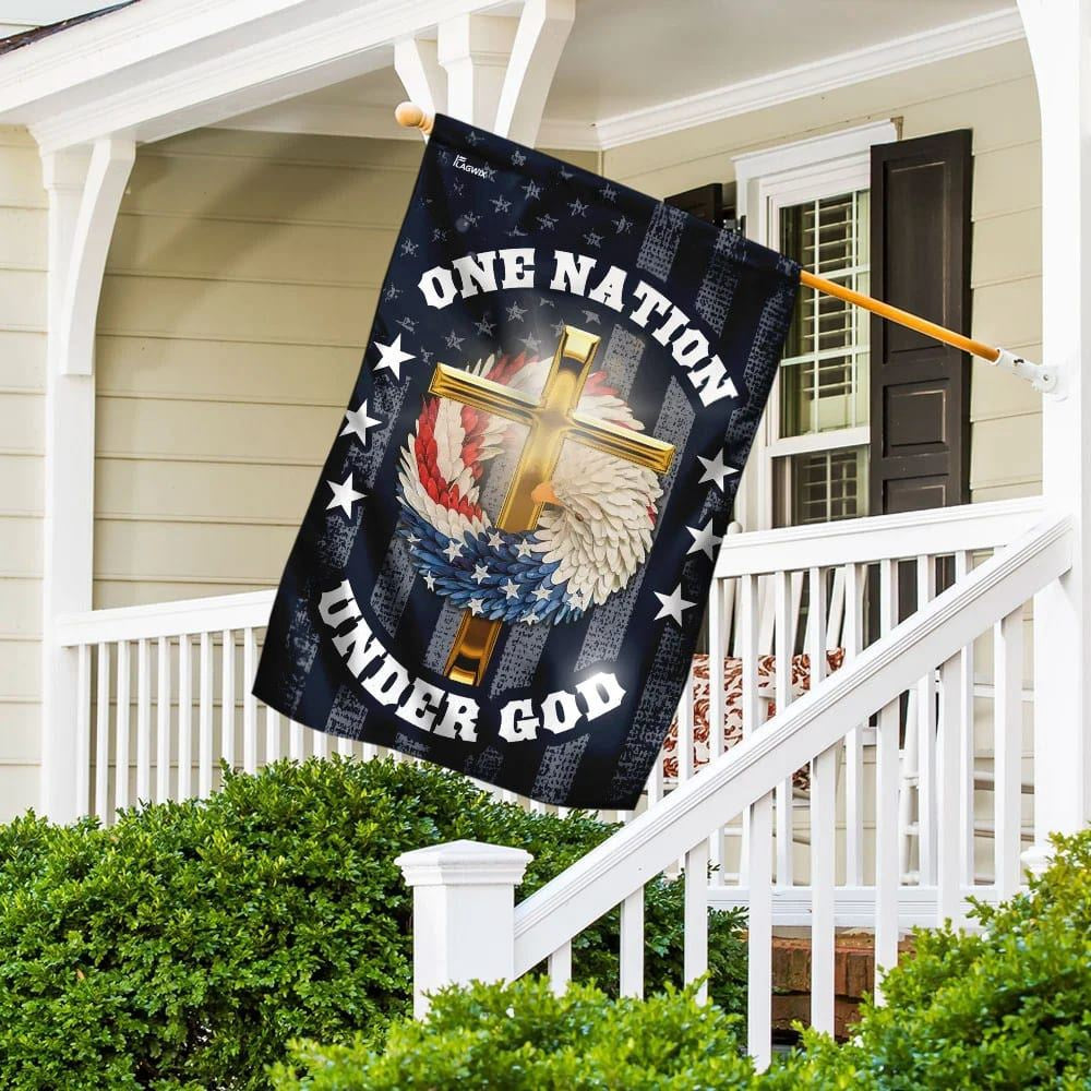 Christian Flag, One Nation Under God Christian Wreath House Flags, Jesus Christ Flag
