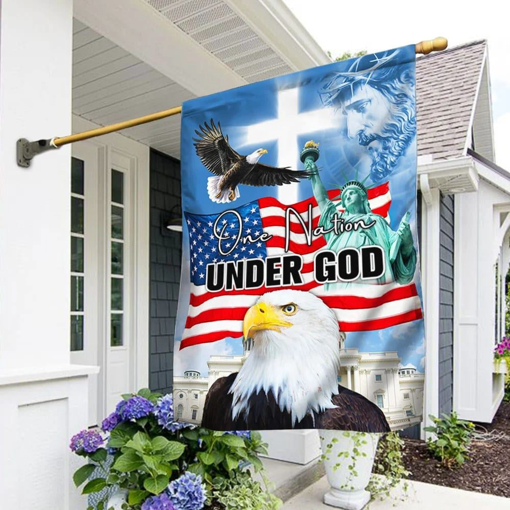 Christian Flag, One Nation Under God Eagle American House Flag, Outdoor Religious Flags, Jesus Christ Flag