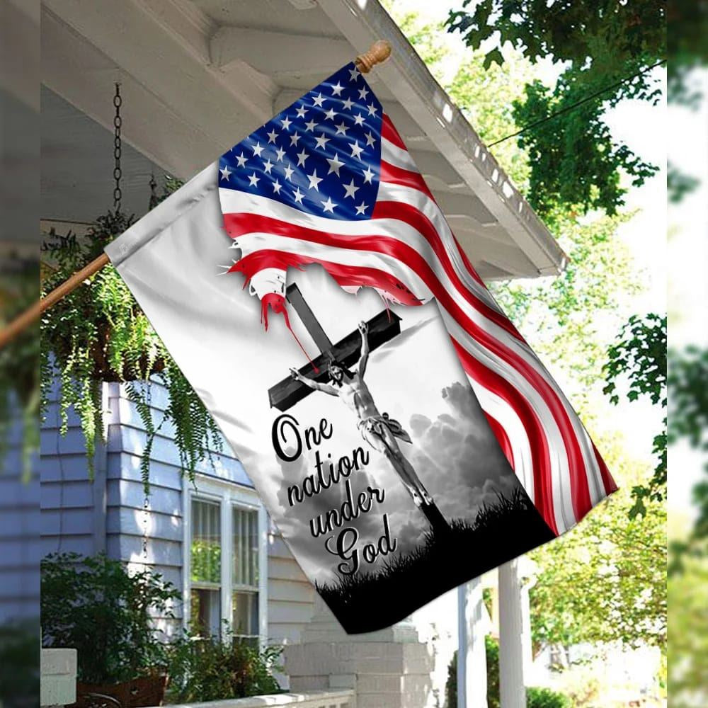 Christian Flag, One Nation Under God Jesus Christian Cross American House Flags, Jesus Christ Flag