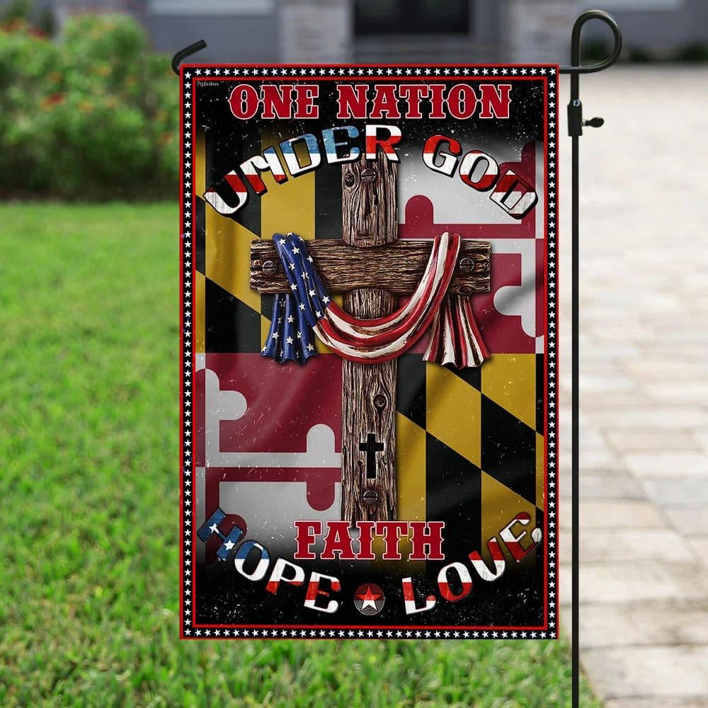 Christian Flag, One Nation Under God Maryland Jesus House Flag, Outdoor Religious Flags, Jesus Christ Flag