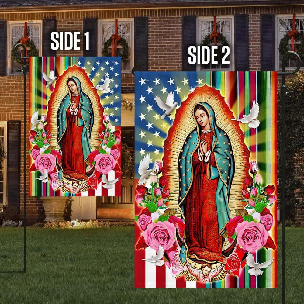 Christian Flag, Our Lady of Guadalupe Serape Mexican American House Flag, Outdoor Religious Flags, Jesus Christ Flag