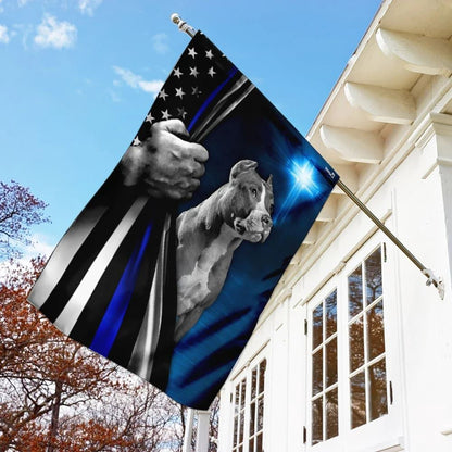 Christian Flag, Pit Bull Dog Thin Blue Line Christian Cross House Flag, Outdoor Religious Flags, Jesus Christ Flag