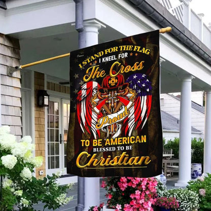 Christian Flag, Stand For The House Flag Kneel For The Cross Christian Firefighter House Flag, Outdoor Religious Flags, Jesus Christ Flag