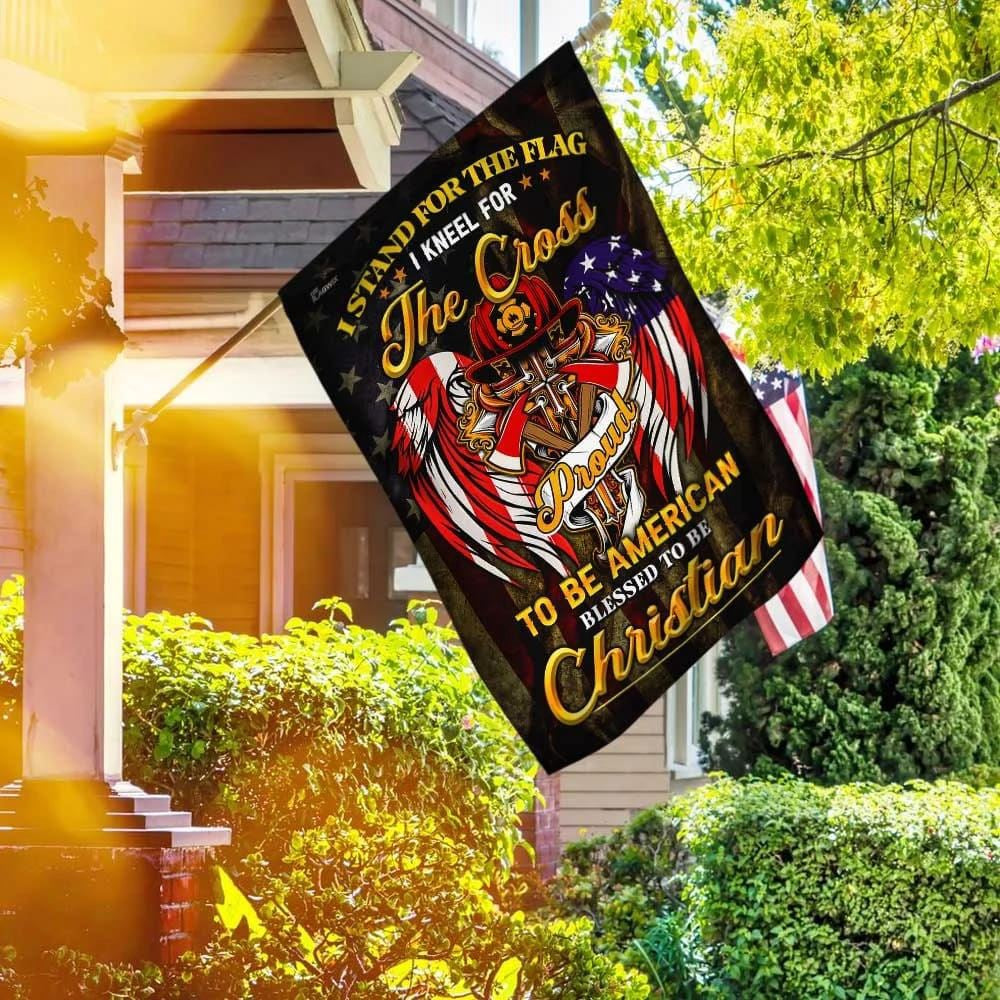 Christian Flag, Stand For The House Flag Kneel For The Cross Christian Firefighter House Flag, Outdoor Religious Flags, Jesus Christ Flag