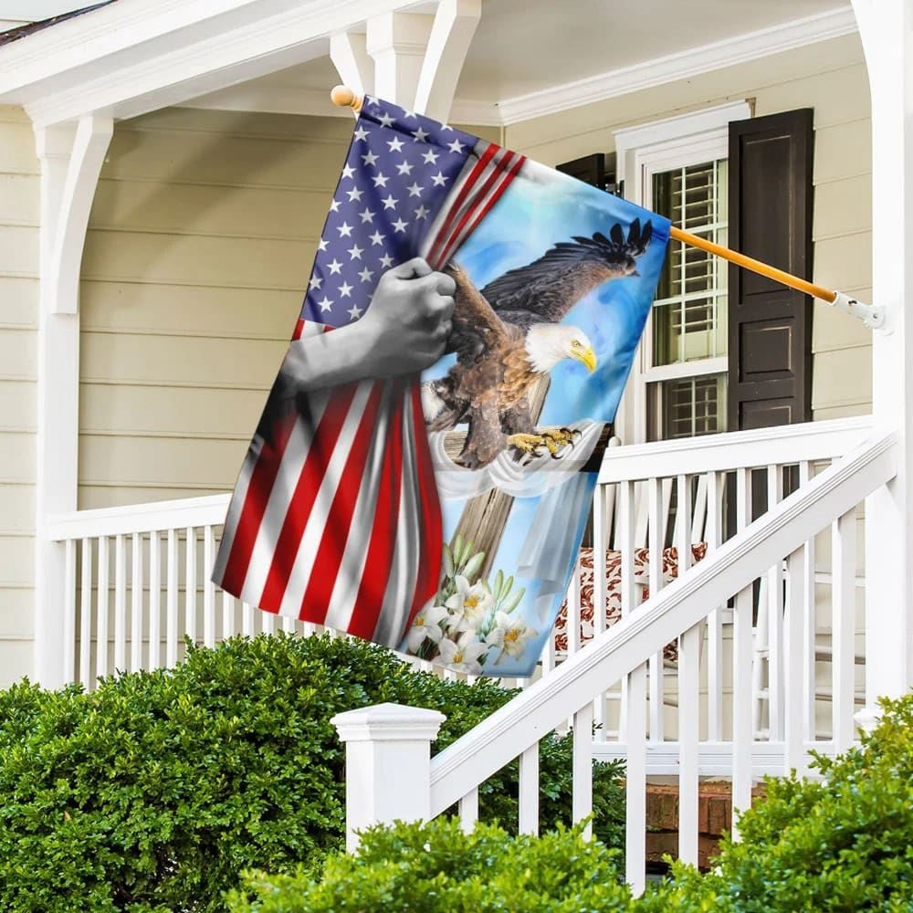 Christian Flag, The Eagle And The Cross Christian House Flag, Outdoor Religious Flags, Jesus Christ Flag