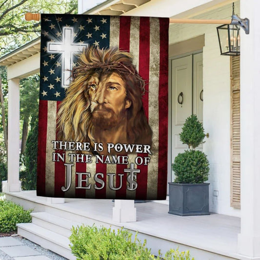 Christian Flag, There Is Power In The Name Of Jesus American House Flag, Outdoor Religious Flags, Jesus Christ Flag