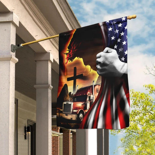 Christian Flag, Trucker Jesus Christian American House Flags, Jesus Christ Flag