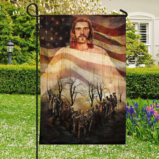 Christian Flag, Warrior And Jesus, Christian's Flag, Garden Decor, Garden Flag Stand, Jesus Christ Flag