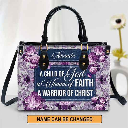Christian Handbags, Personalized A Child Of God Leather Handbag, Religious Bag, Christian Bag