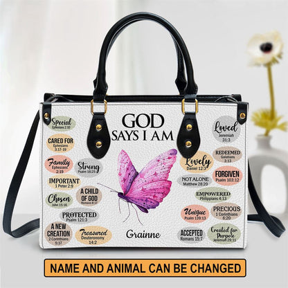 Christian Handbags, Personalized Animal What God Says About You Leather Handbag With Handle, Religious Bag, Christian Bag