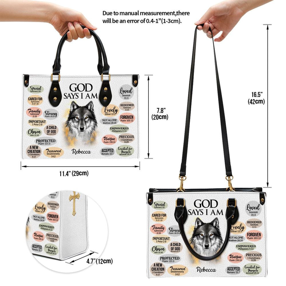 Christian Handbags, Personalized Animal What God Says About You Leather Handbag With Handle, Religious Bag, Christian Bag