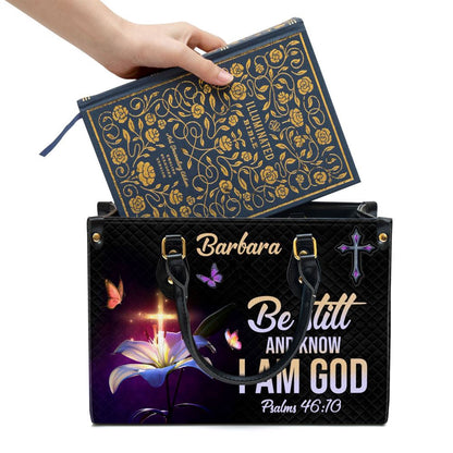 Christian Handbags, Personalized Be Still And Know That I Am God 1 Leather Handbag, Religious Bag, Christian Bag