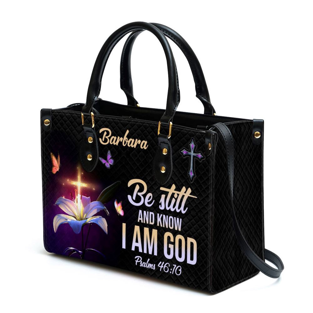 Christian Handbags, Personalized Be Still And Know That I Am God 1 Leather Handbag, Religious Bag, Christian Bag