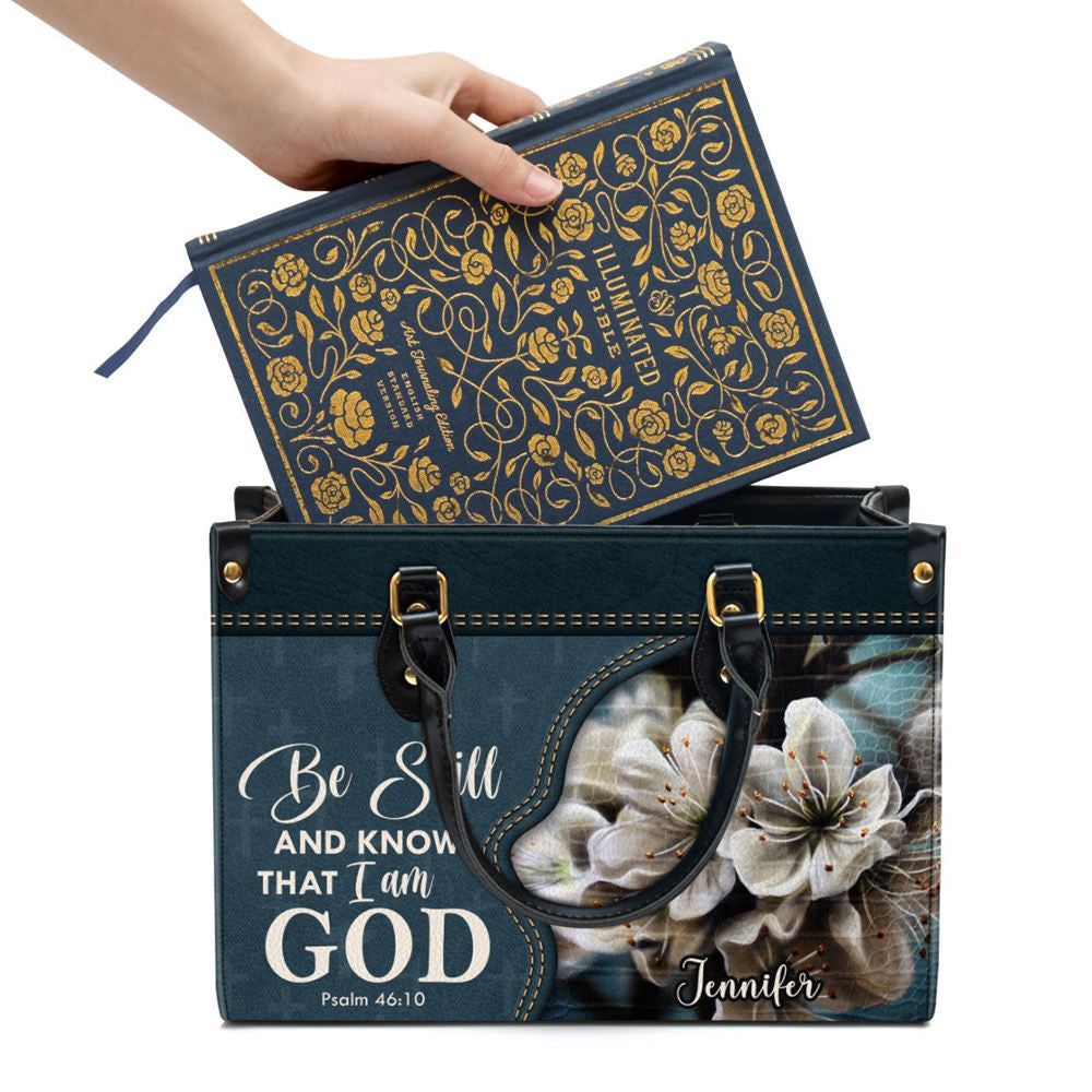 Christian Handbags, Personalized Be Still And Know That I Am God Leather Handbag, Religious Bag, Christian Bag