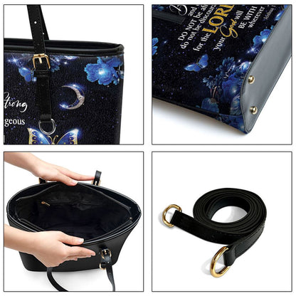 Christian Handbags, Personalized Be Strong And Courageous Leather Tote Bag, Religious Bag, Christian Bag