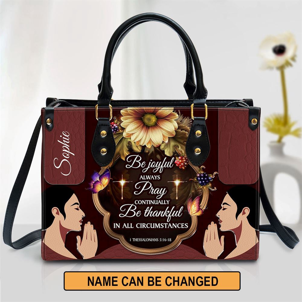 Christian Handbags, Personalized Be Thankful In All Circumstances Leather Handbag, Religious Bag, Christian Bag