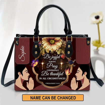 Christian Handbags, Personalized Be Thankful In All Circumstances Leather Handbag, Religious Bag, Christian Bag