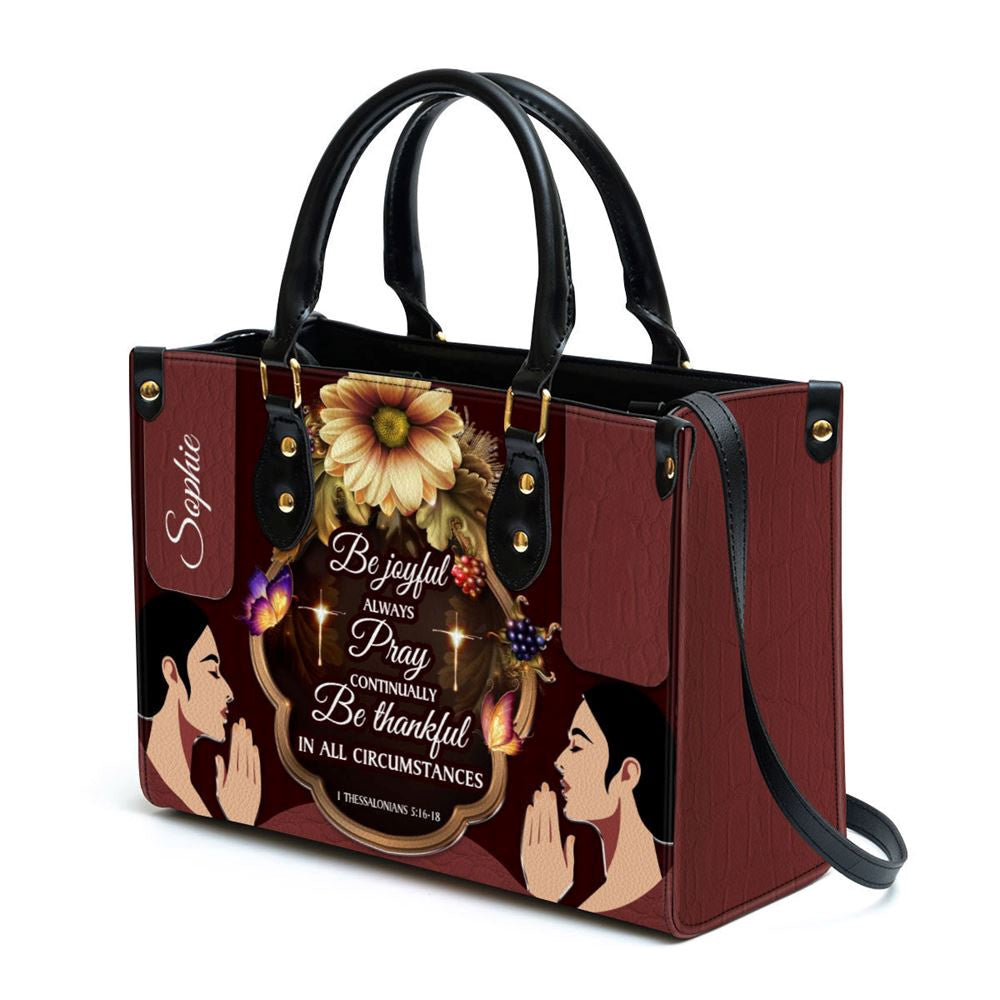 Christian Handbags, Personalized Be Thankful In All Circumstances Leather Handbag, Religious Bag, Christian Bag