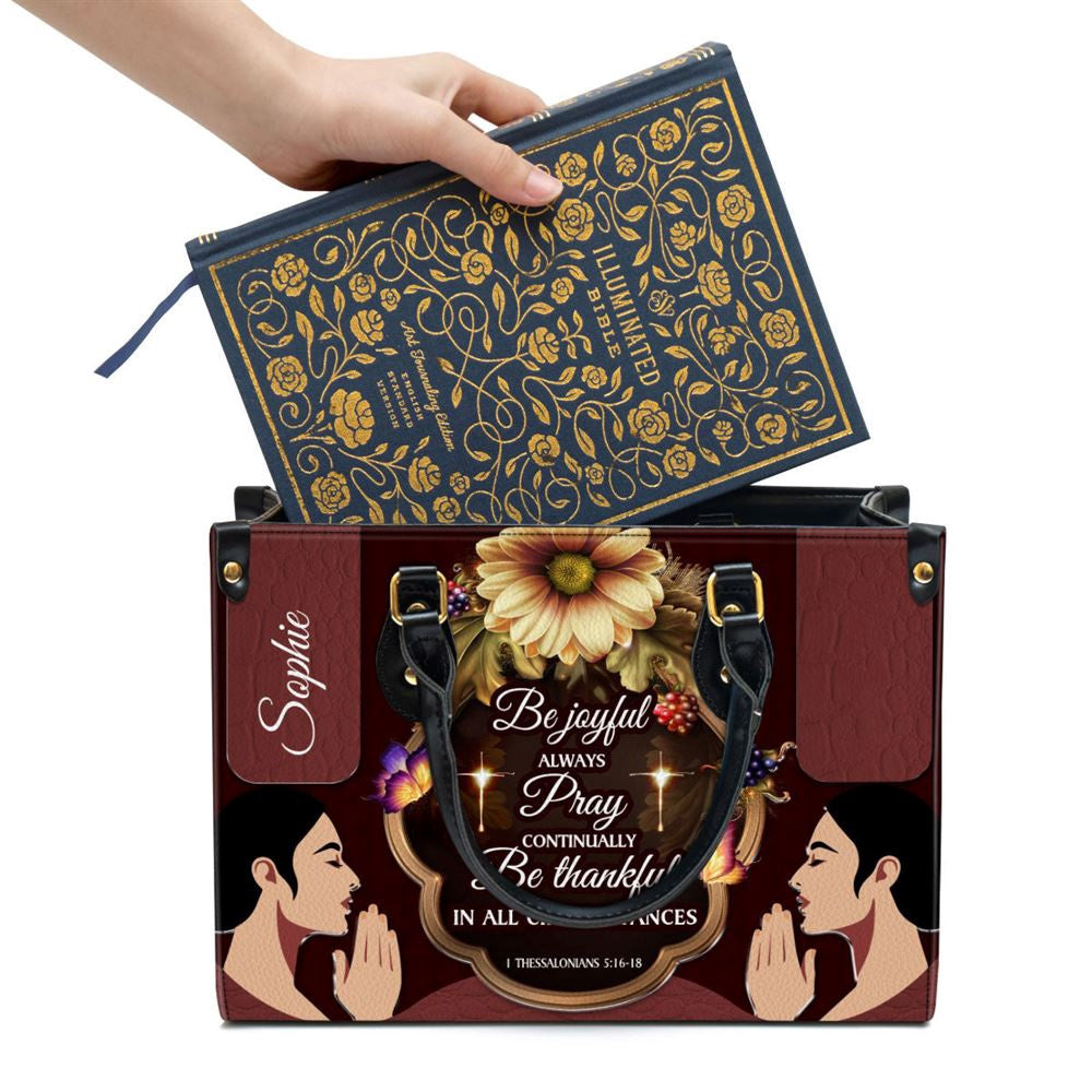 Christian Handbags, Personalized Be Thankful In All Circumstances Leather Handbag, Religious Bag, Christian Bag
