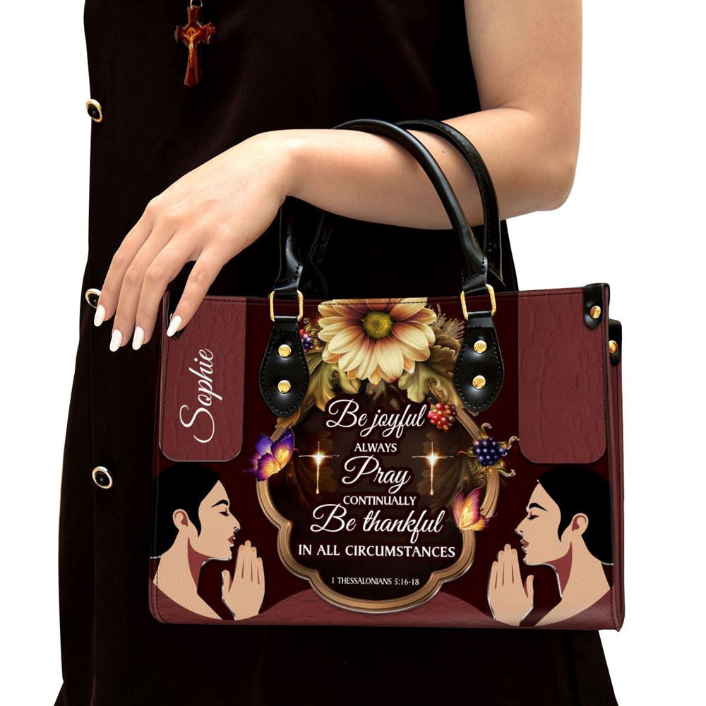 Christian Handbags, Personalized Be Thankful In All Circumstances Leather Handbag, Religious Bag, Christian Bag