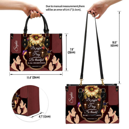 Christian Handbags, Personalized Be Thankful In All Circumstances Leather Handbag, Religious Bag, Christian Bag