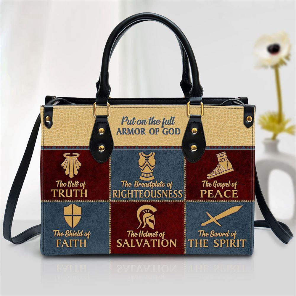 Christian Handbags, Personalized Beautiful Christian Leather Handbag, The Belt Of Truth Leather Handbag, Religious Bag, Christian Bag