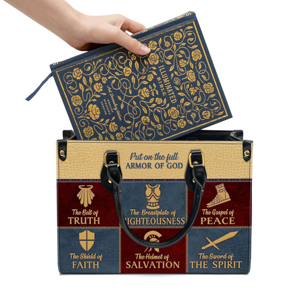 Christian Handbags, Personalized Beautiful Christian Leather Handbag, The Belt Of Truth Leather Handbag, Religious Bag, Christian Bag