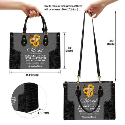 Christian Handbags, Personalized Blessed Are Those Who Spoil And Pamper Cross And Sunflower Leather Handbag, Religious Bag, Christian Bag