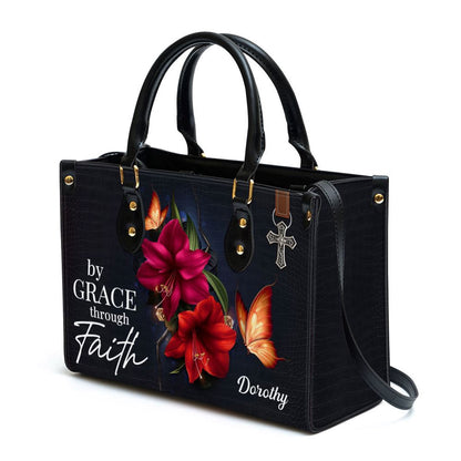 Christian Handbags, Personalized By Grace Through Faith Leather Handbag, Religious Bag, Christian Bag