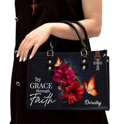 Christian Handbags, Personalized By Grace Through Faith Leather Handbag, Religious Bag, Christian Bag